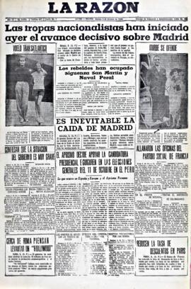 La Razón, edición del 9 de octubre de 1936
