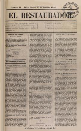 El Restaurador, edición del 17 de marzo de 1846