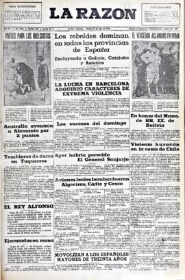 La Razón, edición del 21 de julio de 1936
