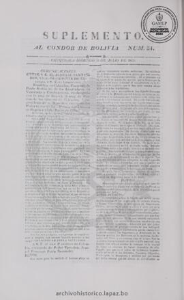 El Condor de Bolivia, edición del 30 de julio de 1826