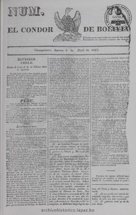 El Condor de Bolivia, edición del 5 de abril de 1827