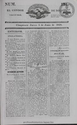 El Condor de Bolivia, edición del 5 de junio de 1828