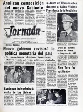LA JUNTA DE COMANDANTES DESIGNÓ A GUIDO VILDOSO PRESIDENTE DE LA REPÚBLICA. (1982, 20 de julio). Jornada [La Paz, Bolivia], p. 1.