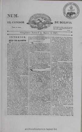 El Condor de Bolivia, edición del 9 de agosto de 1827