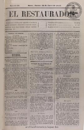 El Restaurador, edición del 29 de enero de 1846
