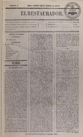 El Restaurador, edición del 16 de agosto de 1845
