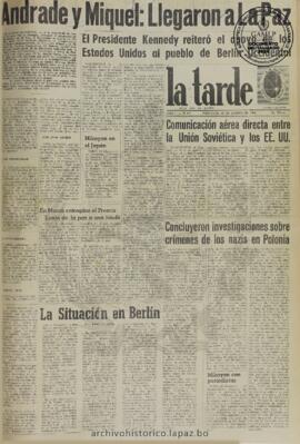 La Tarde, edición del 23 de agosto de 1961