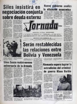 NUEVO GOBIERNO ANALIZA LA SITUACIÓN ECONÓMICA. (1982, 13 de octubre). Jornada [La Paz, Bolivia], p. 1.
