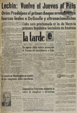 La Tarde, edición del 25 de abril de 1961
