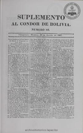 El Condor de Bolivia, edición del 19 de agosto de 1827