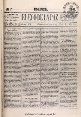 El Eco De La Paz, edición del 20 de febrero de 1865