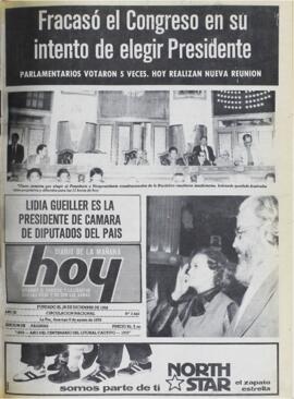 LIDIA GUEILLER FUE ELEGIDA PRESIDENTE DE CÁMARA BAJA. (1979, 05 de agosto). Hoy [La Paz, Bolivia], p. 1,16.