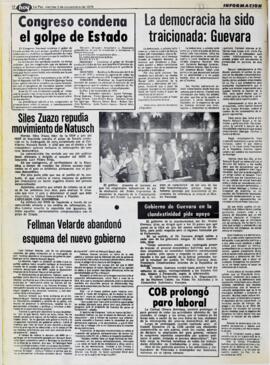 GOBIERNO DE GUEVARA EN LA CLANDESTINIDAD PIDE APOYO. (1979, 02 de noviembre). Hoy [La Paz, Bolivia], p. 18.