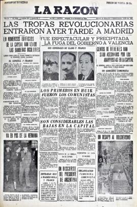 La Razón, edición del 8 de noviembre de 1936