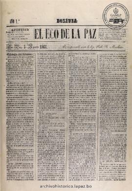 El Eco De La Paz, edición del 3 de agosto de 1864