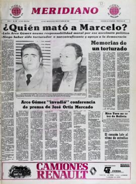 ARCE GÓMEZ "INVADIÓ" CONFERENCIA DE PRENSA DE JOSÉ ORTIZ MERCADO. (1982, 27 de octubre). Meridiano [La Paz, Bolivia], p. 1.