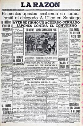 La Razón, edición del 26 de noviembre de 1936