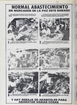 NORMAL ABASTECIMIENTO EN MERCADOS DE LA PAZ ESTE SABADO Y HAY REBAJA DE ARANCELES PARA ABARATAR VARIAS COSAS. (1981, 12 de enero). Ultima Hora [La Paz, Bolivia], p. 16.