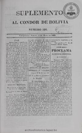 El Condor de Bolivia, edición del 3 de mayo de 1828