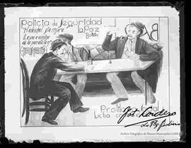 Reproducción de una caricatura realizada por Miguel Alandia Pantoja en contra de  el alcoholismo.
