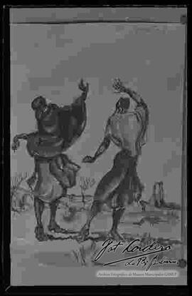 Reproducción fotográfica de una pintura a acuarela de Raúl Campero Soria.