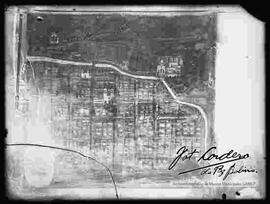 Reproducción fotográfica de una pintura del plano de la ciudad de La Paz.