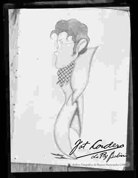 Reproducción de la caricatura de un personaje, realizado  por Julio Cordero