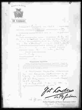 Documento de medidas de declinación magnética de una concesión de suelo que se encuentra por el camino a Milluni. Propiedad de la señora Rosa Z. Núñez del Prado.