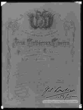 Reproducción de un pergamino, recuerdo al honorable diputado José Gutiérrez Guerra, presidente de la República. homenaje de sus colegas. La Paz 5 de septiembre de 1917.